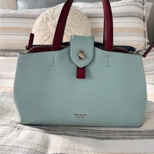 Kate Spade Aqua and Burgundy Satchel